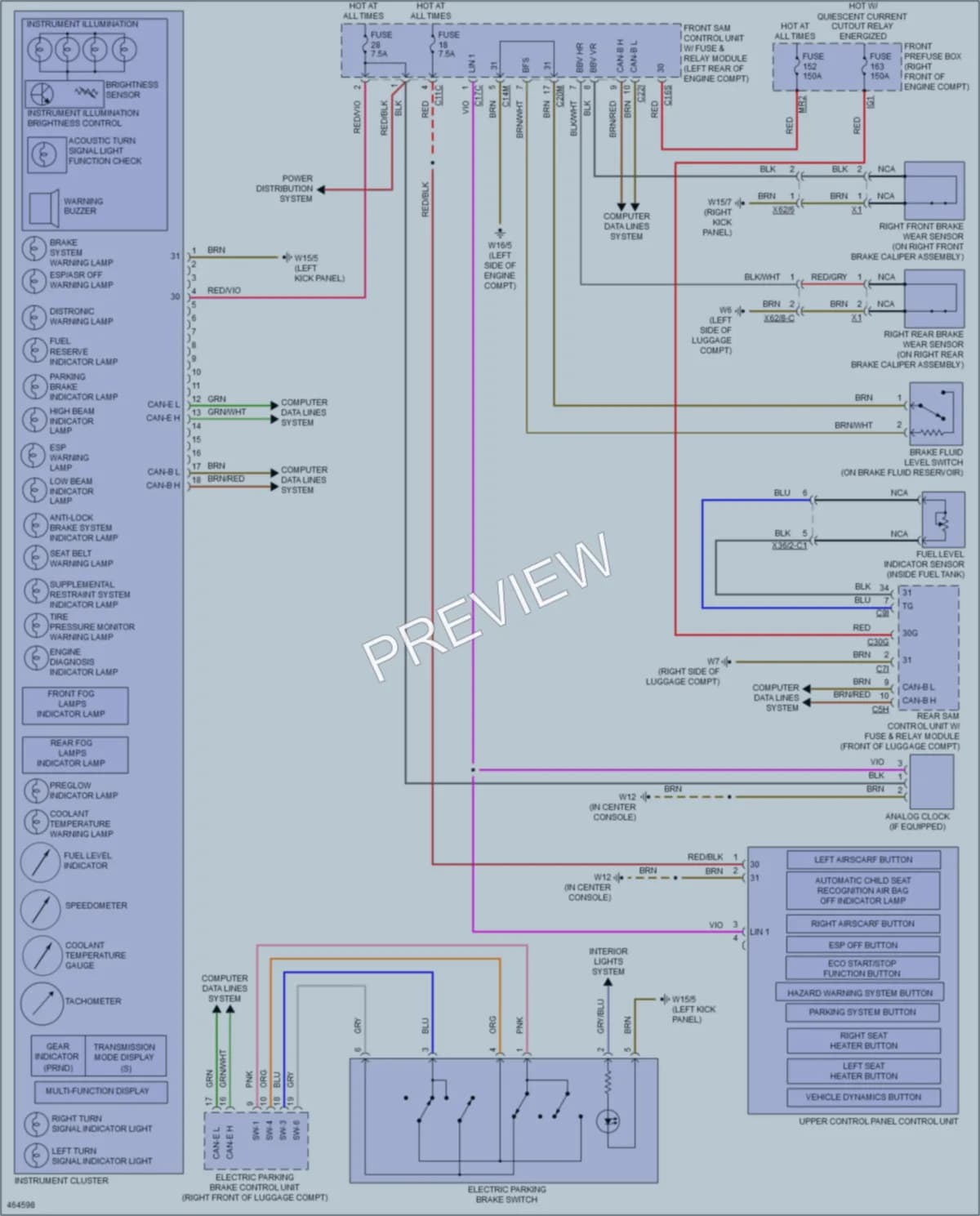 2015 MercedesBenz SLK350 Instrument Cluster wiring diagram preview