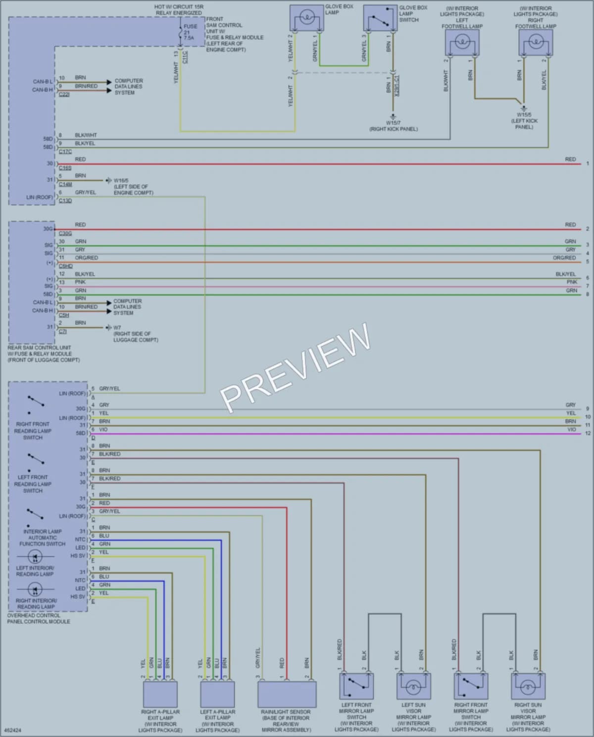 2015 MercedesBenz SLK350 Interior Lights wiring diagram preview