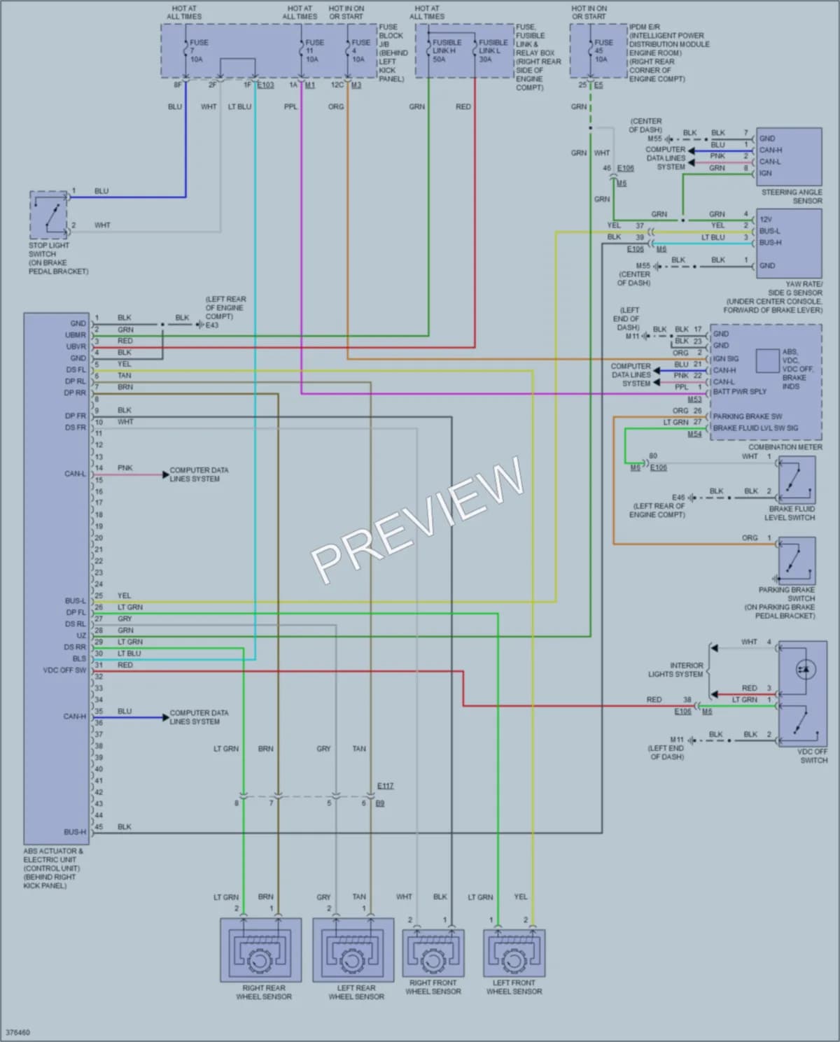 2015 Nissan 370Z Anti Lock Brakes wiring diagram preview