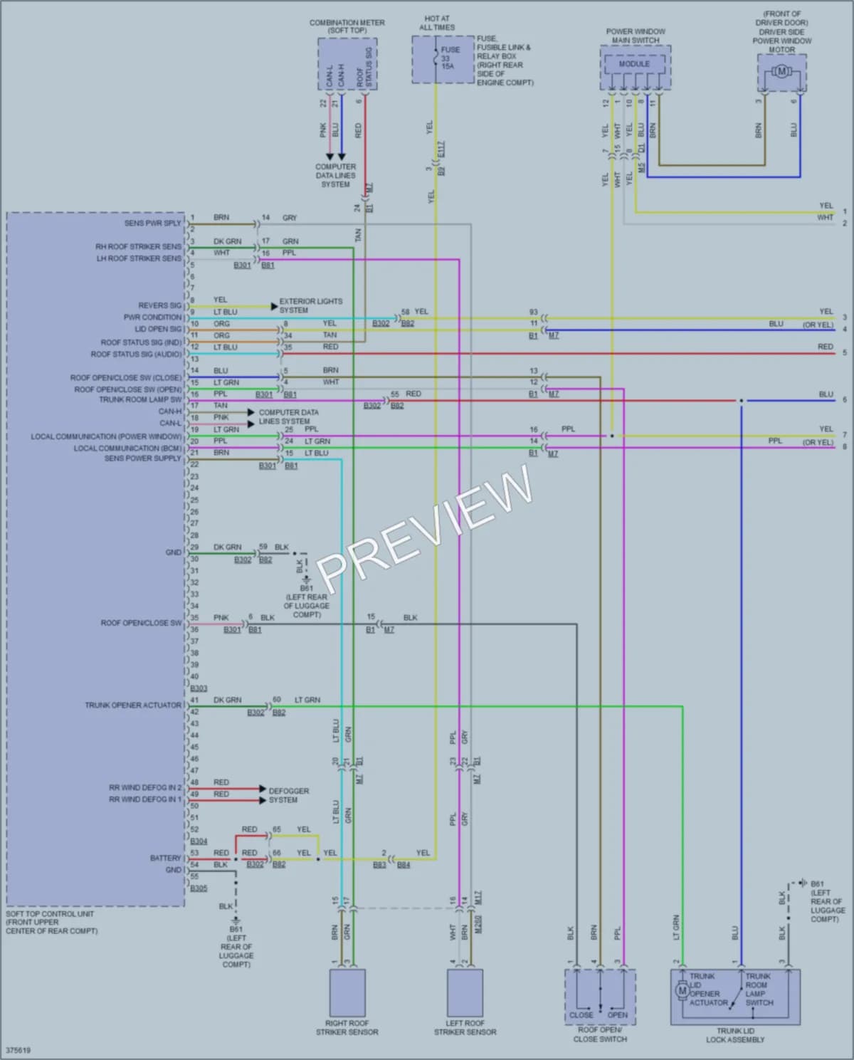 2015 Nissan 370Z Power Top Sunroof wiring diagram preview