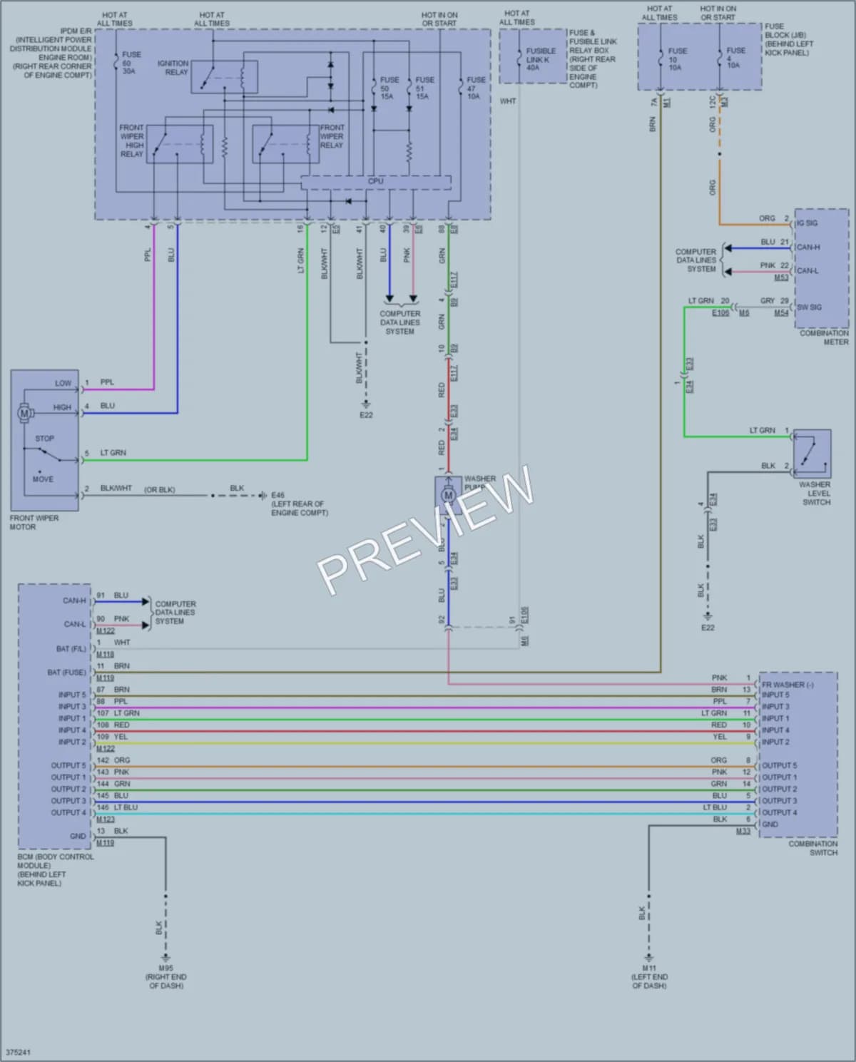 2015 Nissan 370Z Wiper Washer wiring diagram preview