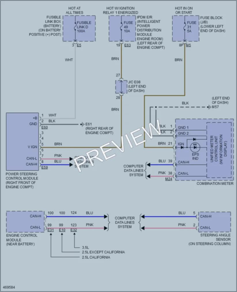 2015 Nissan Altima Electronic Power Steering wiring diagram preview