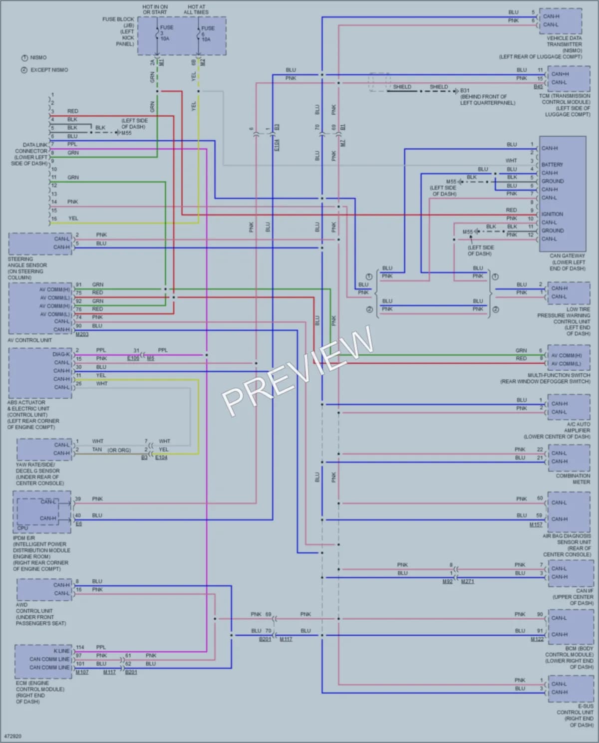 2015 Nissan GTR Computer Data Lines wiring diagram preview