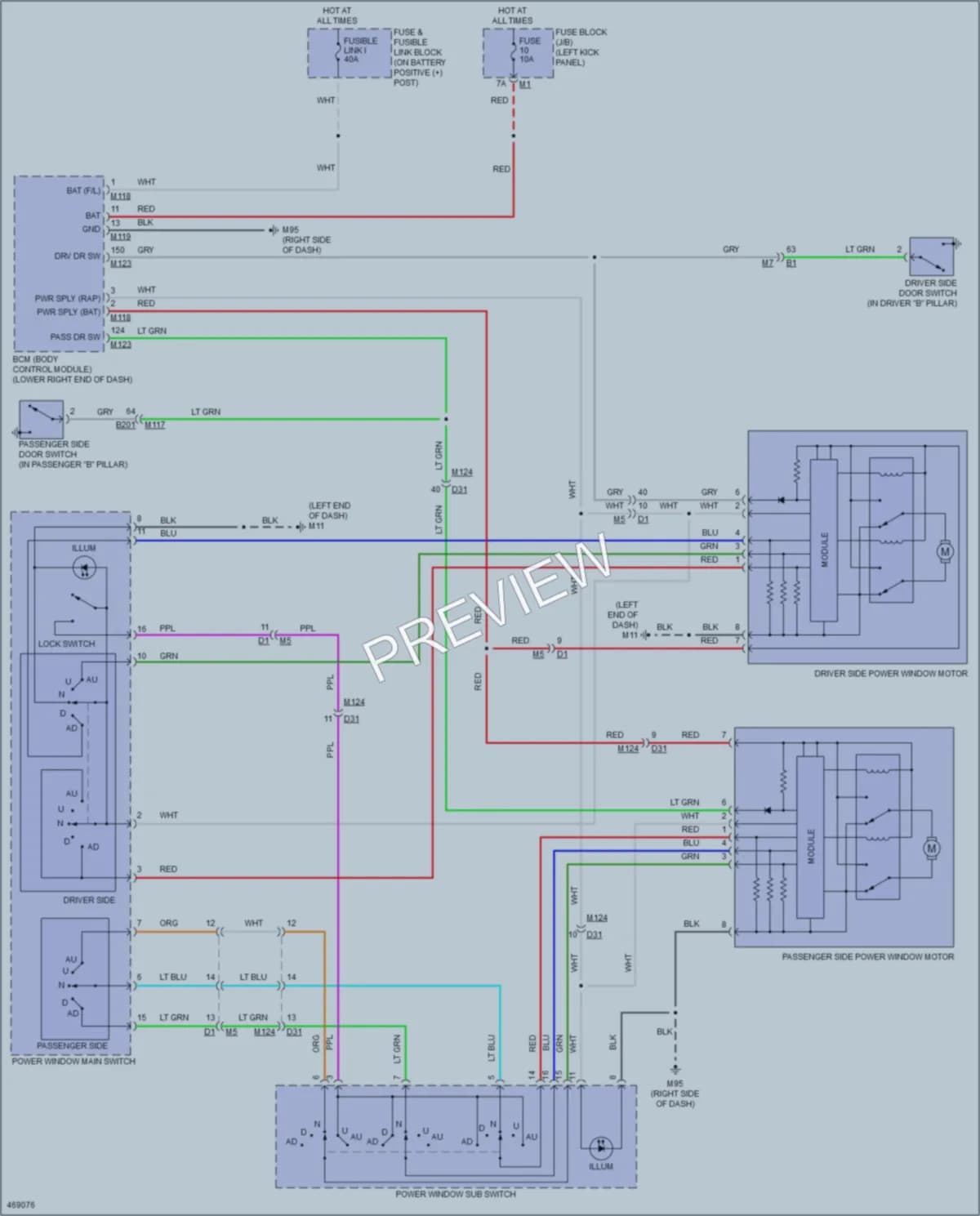 2015 Nissan GTR Power Windows wiring diagram preview