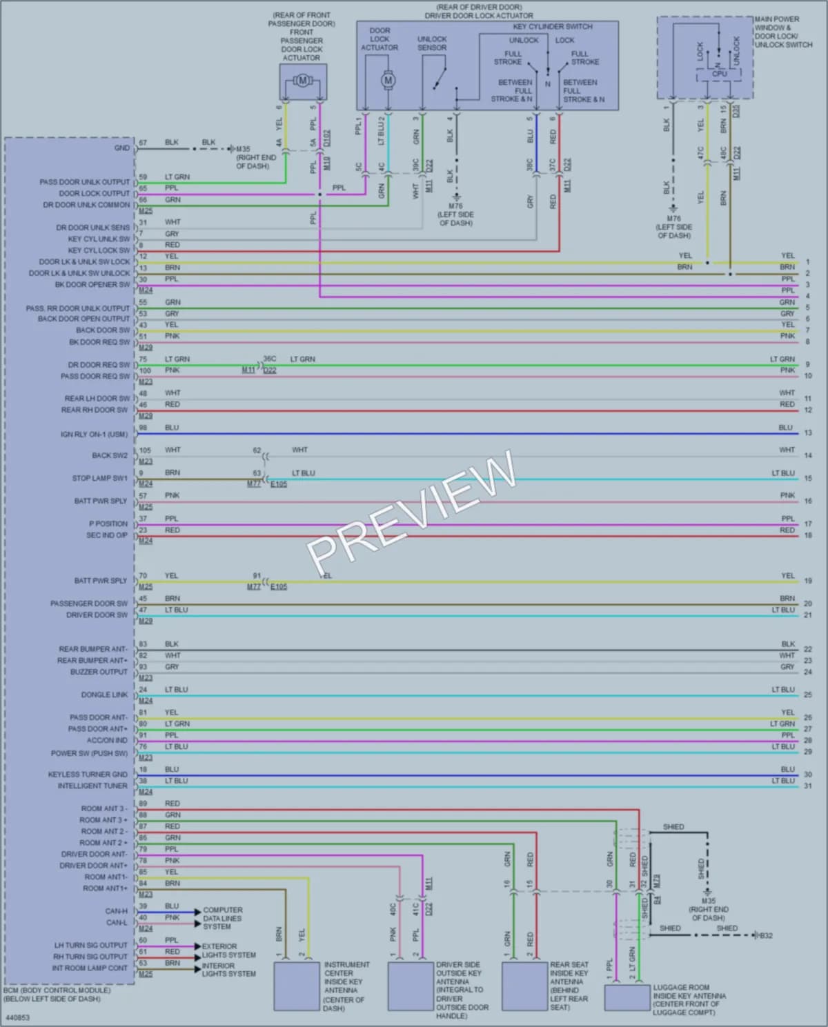 2015 Nissan LEAF Power Door Locks wiring diagram preview