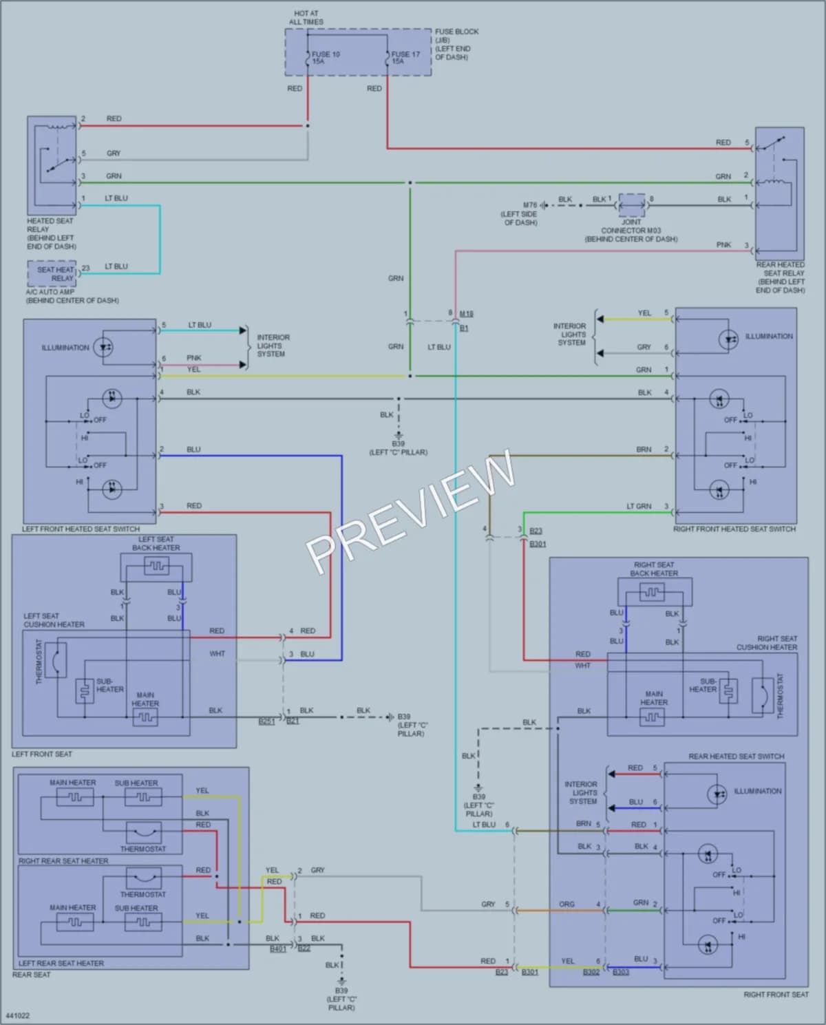 2015 Nissan LEAF Power Seats wiring diagram preview