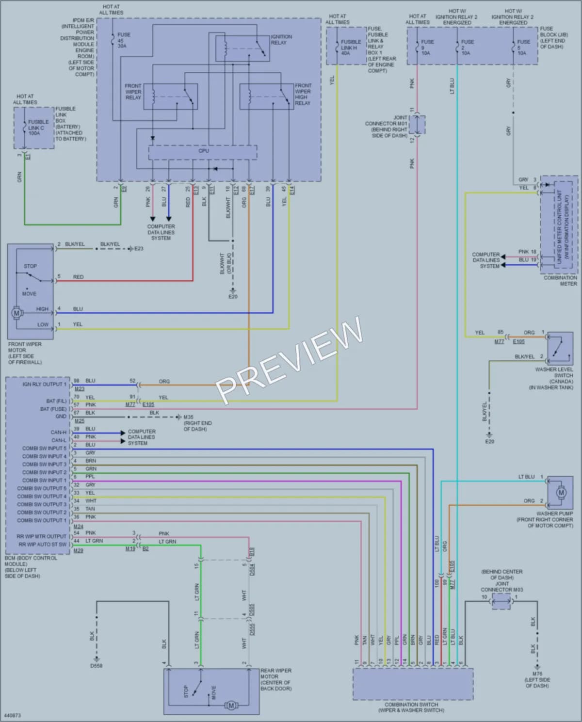 2015 Nissan LEAF Wiper Washer wiring diagram preview