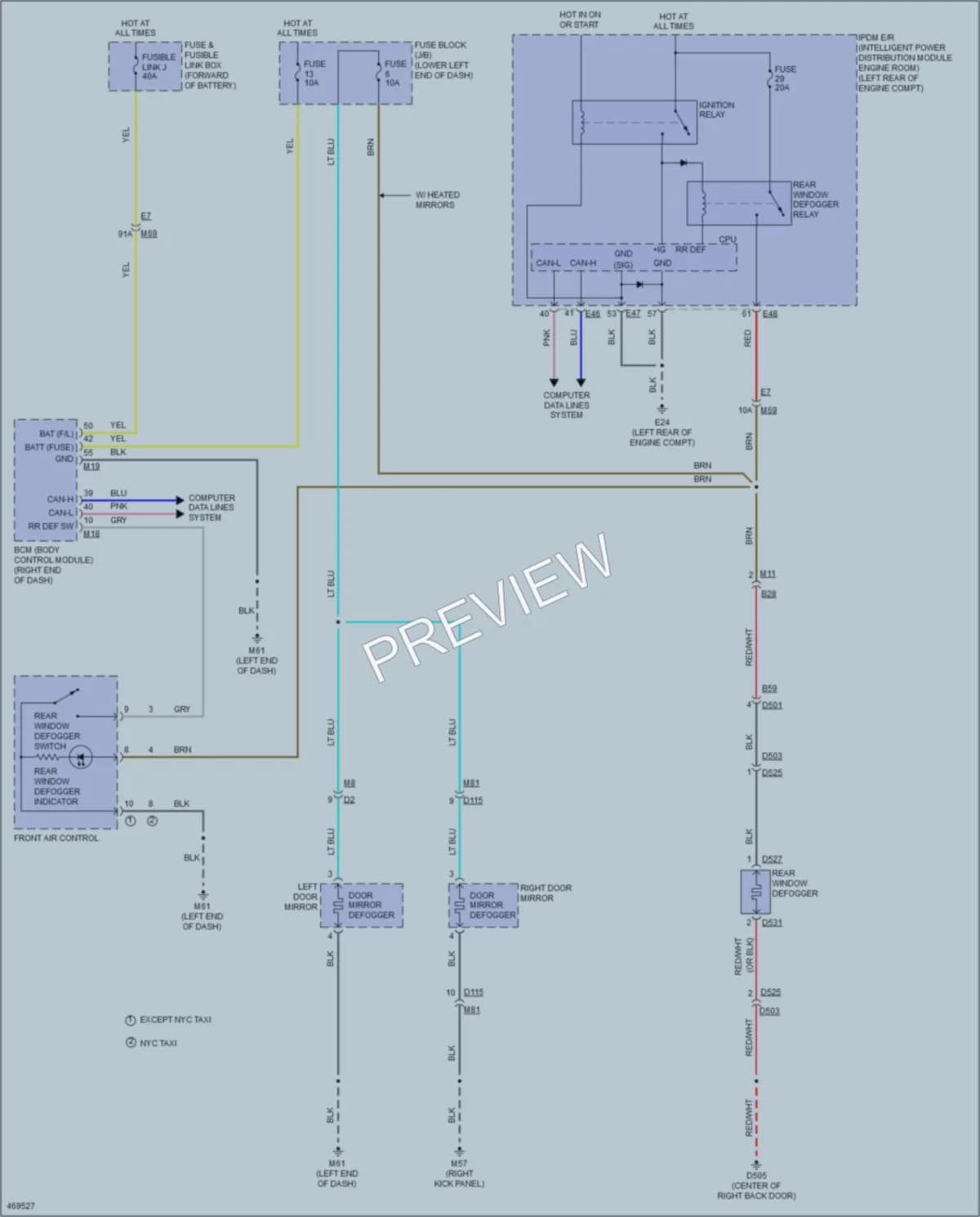 2015 Nissan NV200 Defoggers wiring diagram preview