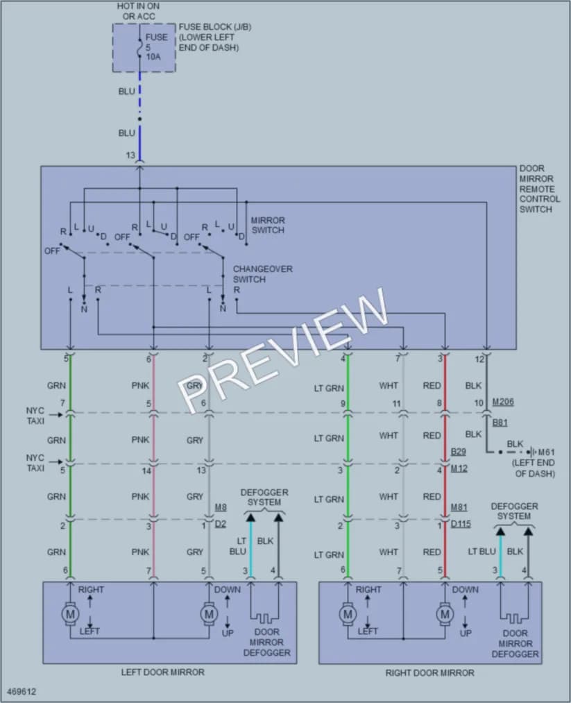 2015 Nissan NV200 Power Mirrors wiring diagram preview
