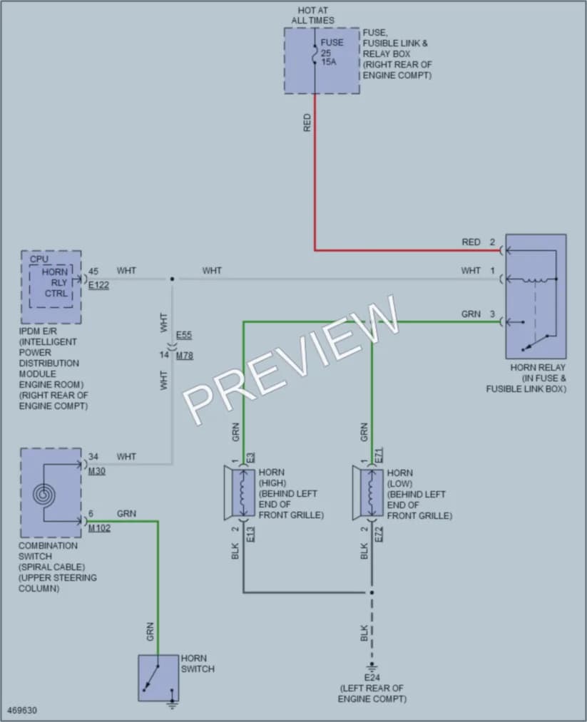 2015 Nissan NV2500HD Horn wiring diagram preview
