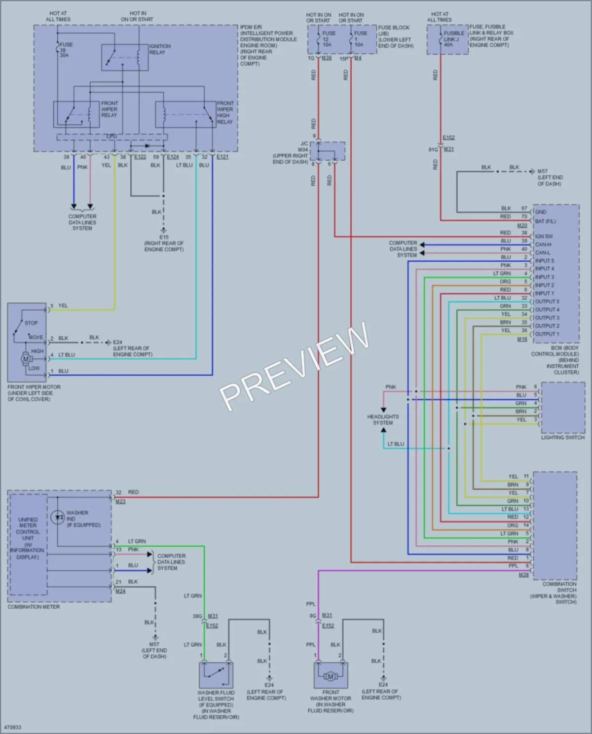 2015 Nissan NV3500HD Wiper Washer wiring diagram preview