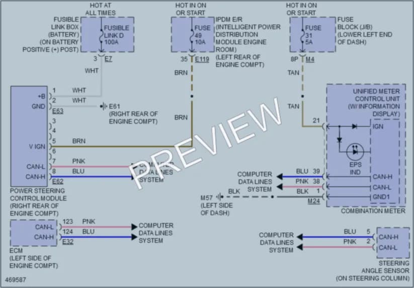 2015 Nissan Pathfinder Electronic Power Steering wiring diagram preview