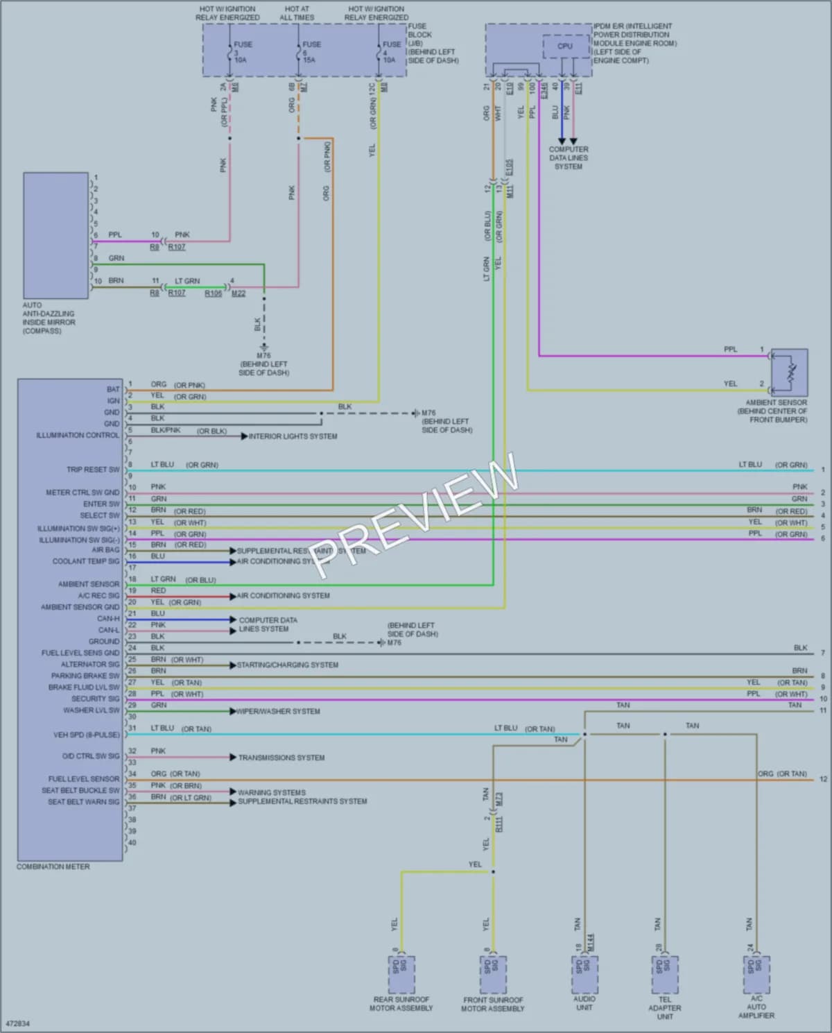 2015 Nissan Quest Instrument Cluster wiring diagram preview
