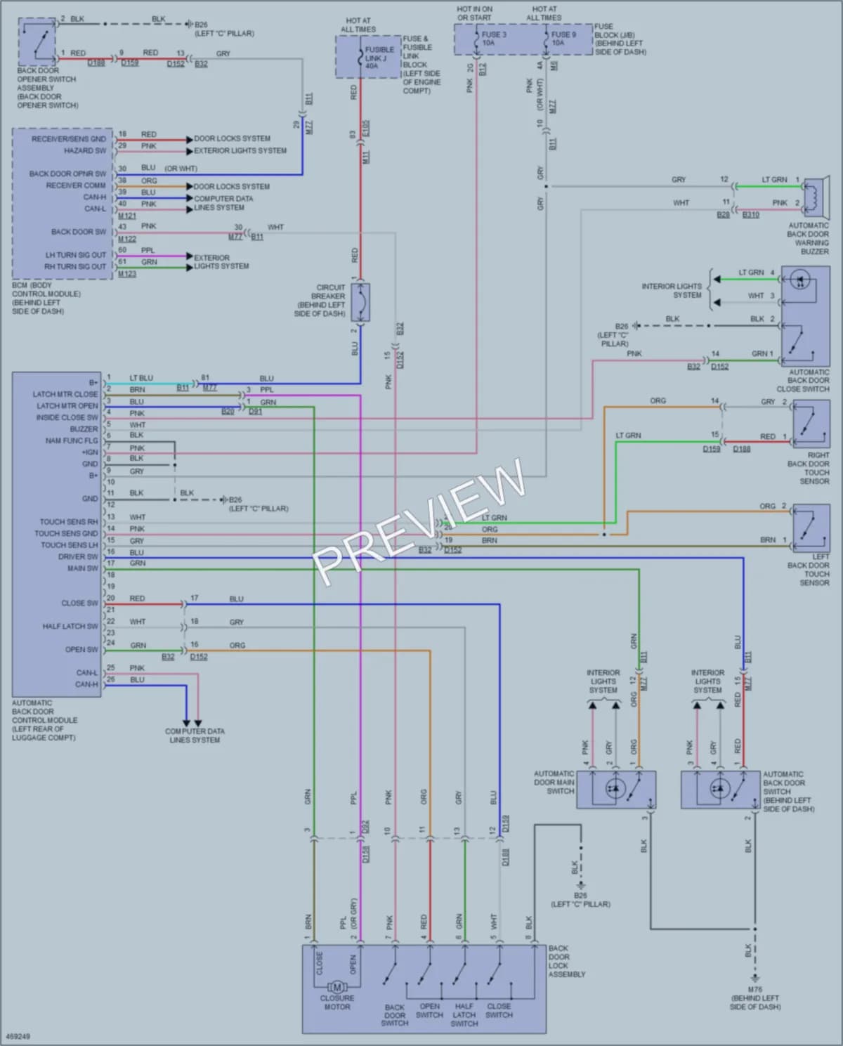 2015 Nissan Quest Trunk Tailgate Fuel Door wiring diagram preview
