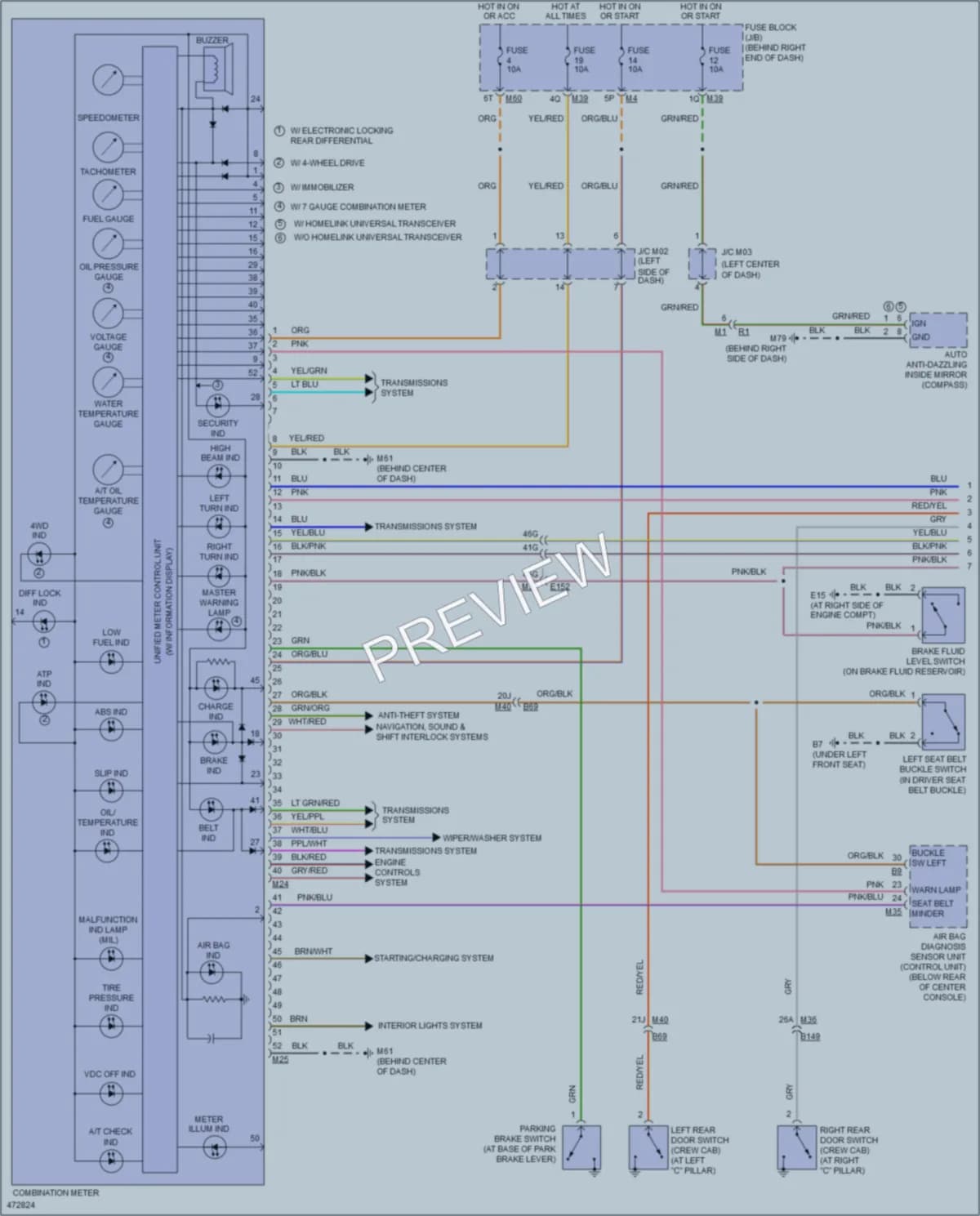 2015 Nissan Titan Instrument Cluster wiring diagram preview