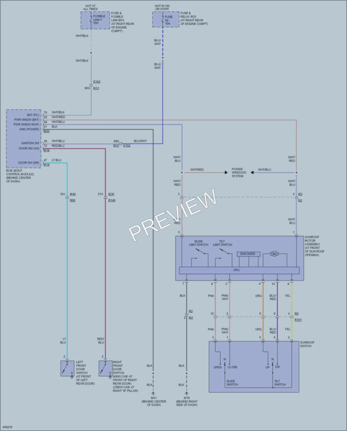 2015 Nissan Titan Power Top Sunroof wiring diagram preview