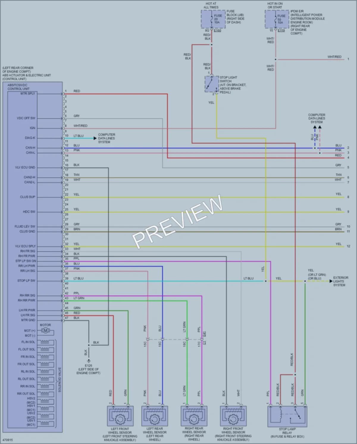 2015 Nissan Xterra Anti Lock Brakes wiring diagram preview