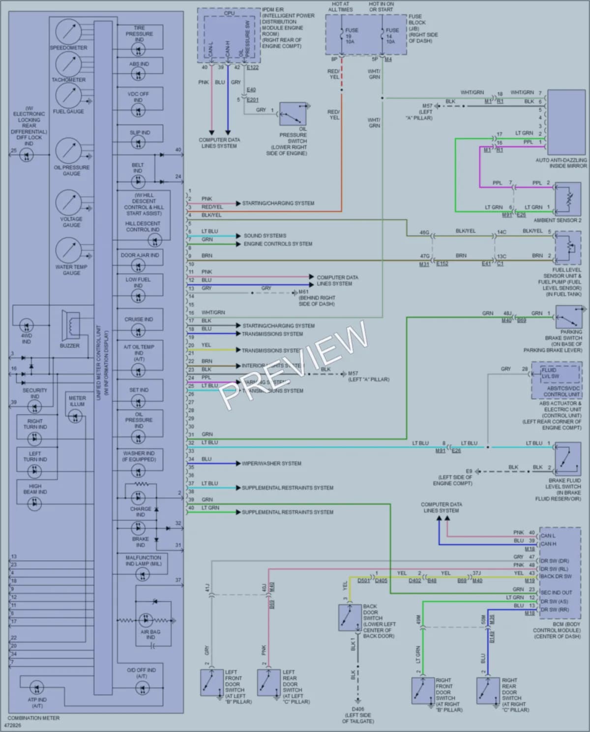 2015 Nissan Xterra Instrument Cluster wiring diagram preview
