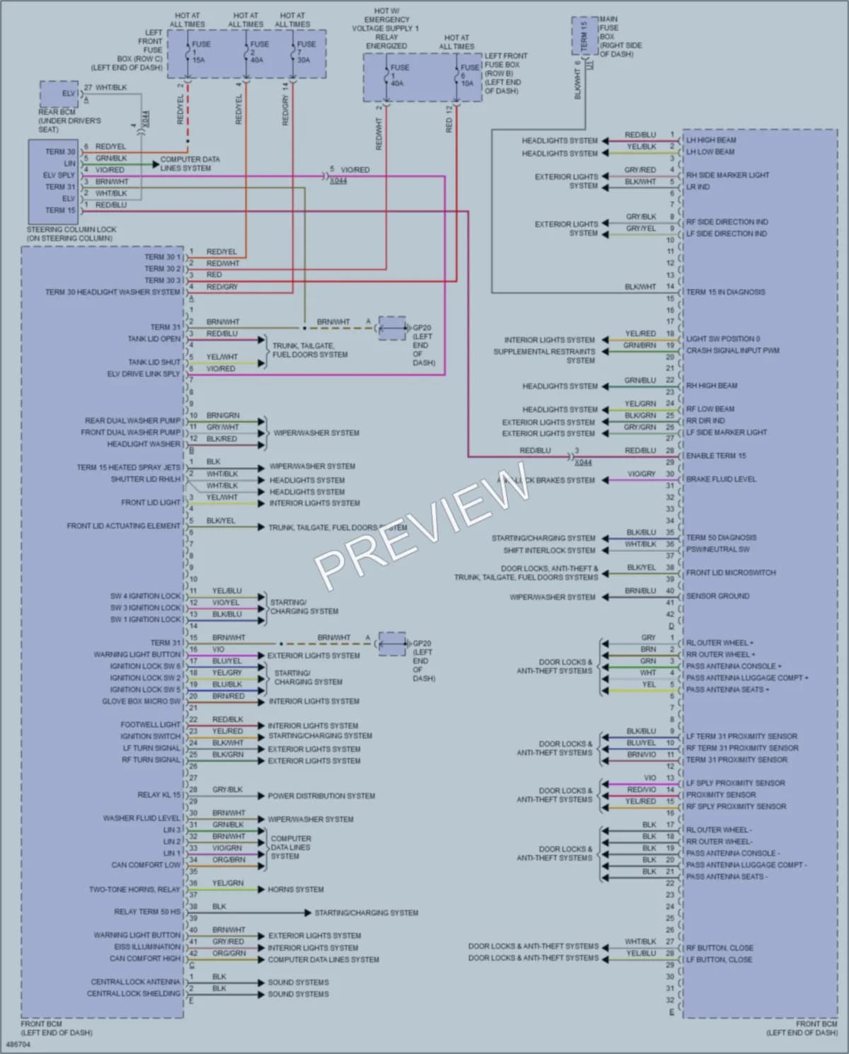 2015 Porsche 911 Body Control Modules wiring diagram preview