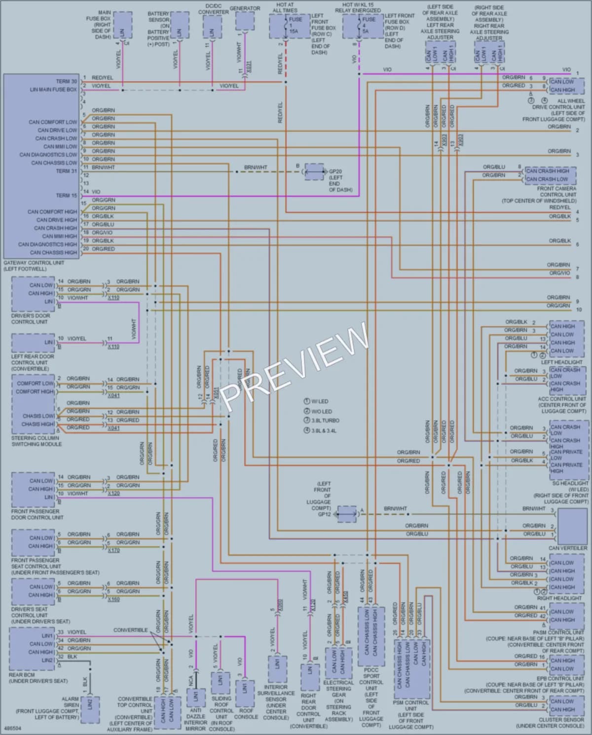 2015 Porsche 911 Computer Data Lines wiring diagram preview