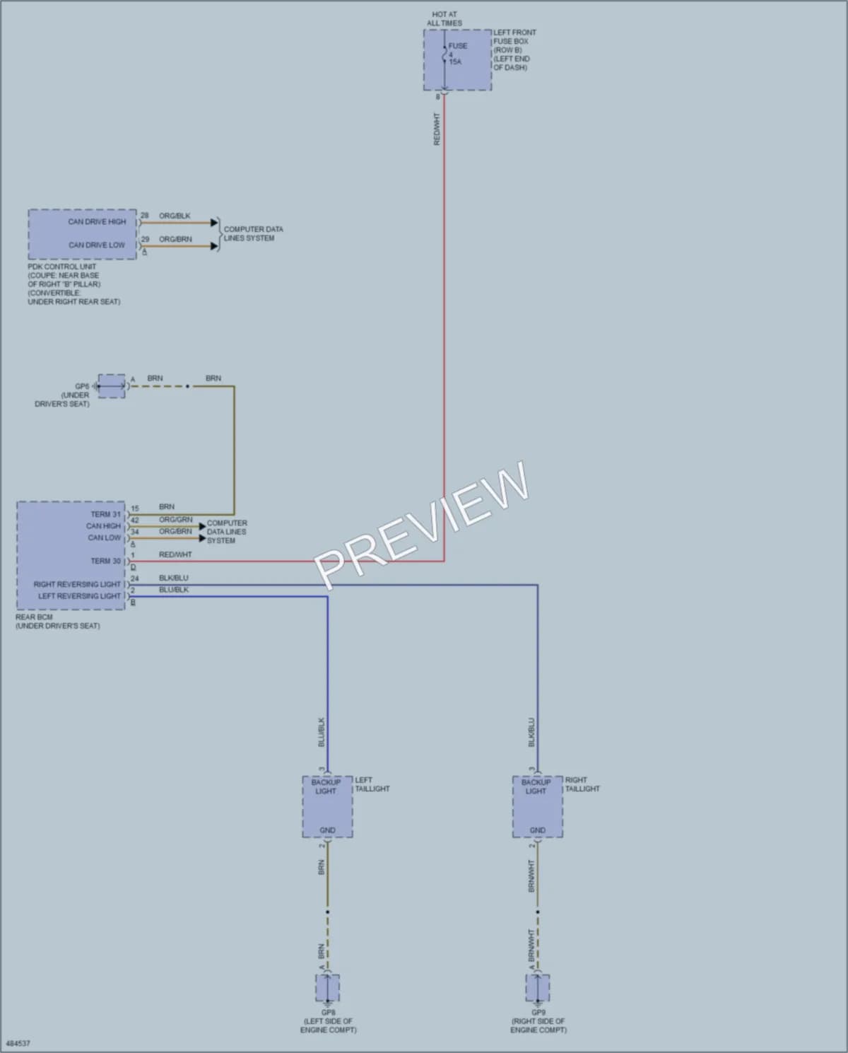 2015 Porsche 911 Exterior Lights wiring diagram preview