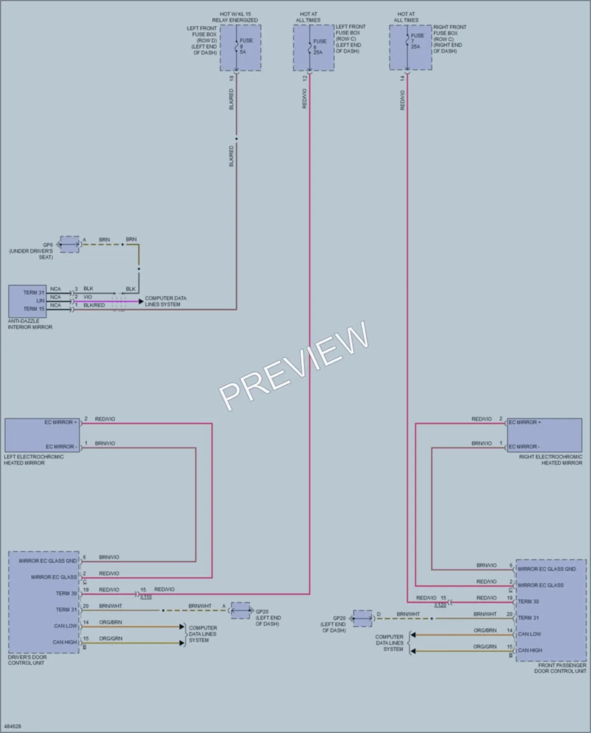 2015 Porsche 911 Power Mirrors wiring diagram preview