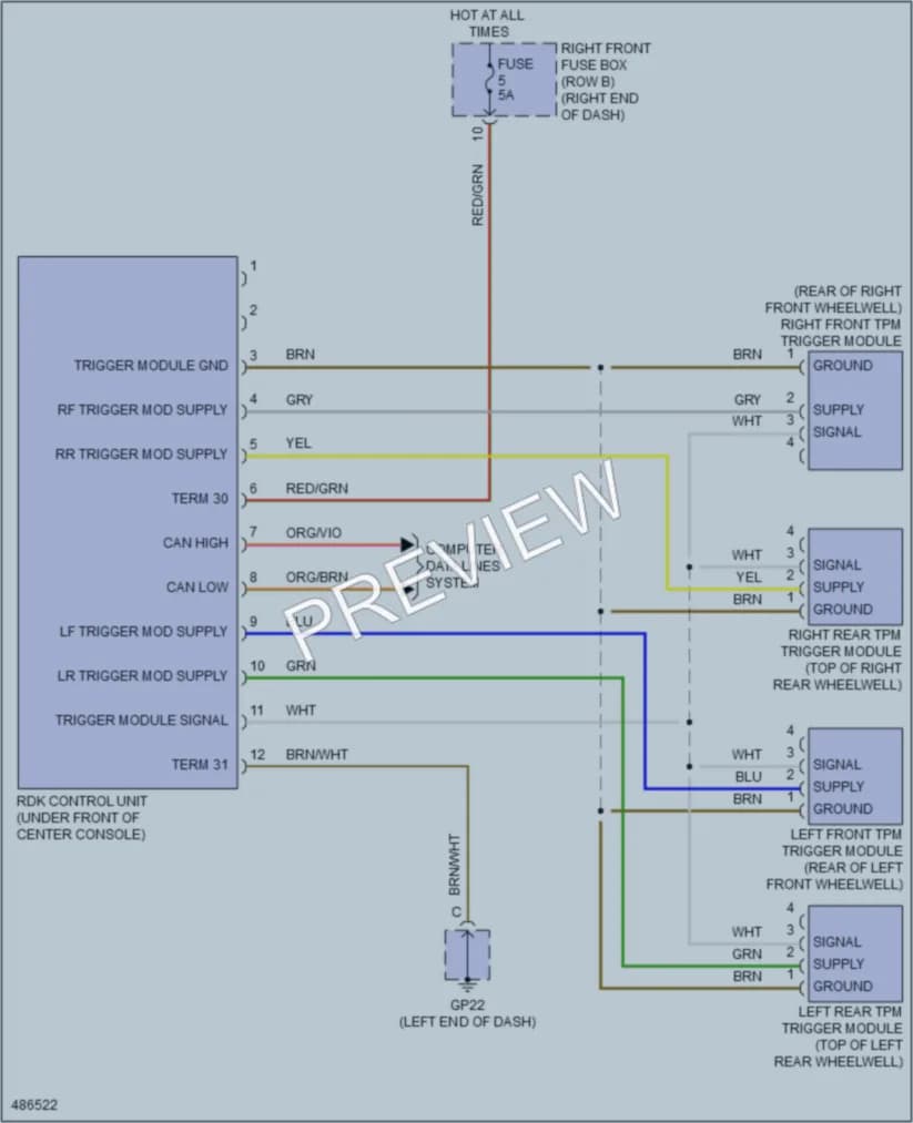 2015 Porsche 911 Warning Systems wiring diagram preview