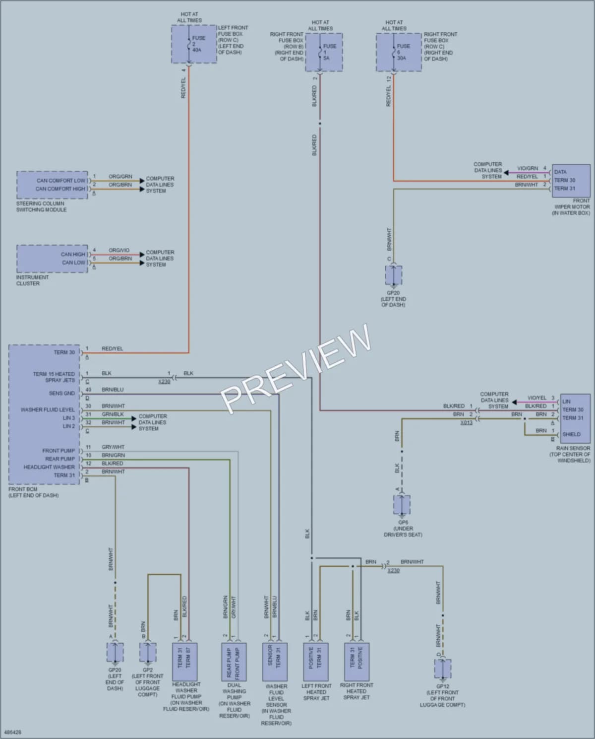 2015 Porsche 911 Wiper Washer wiring diagram preview