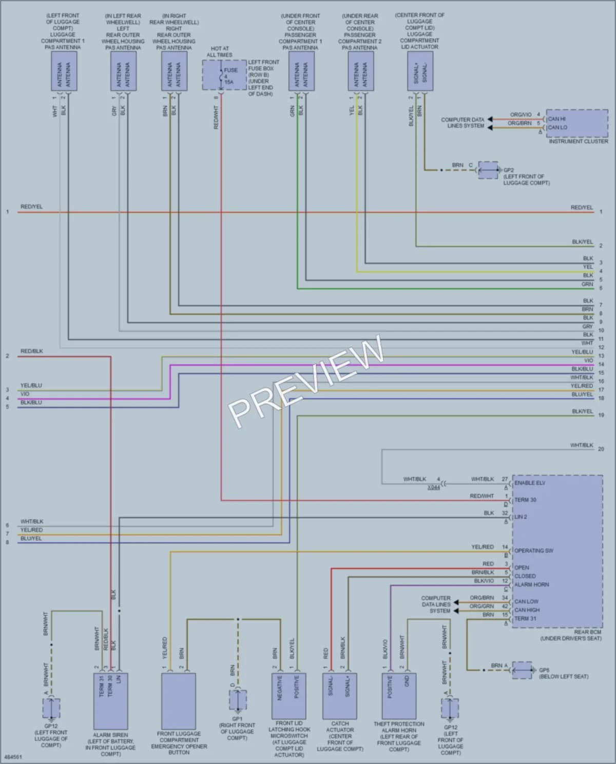 2015 Porsche Boxster Anti Theft wiring diagram preview