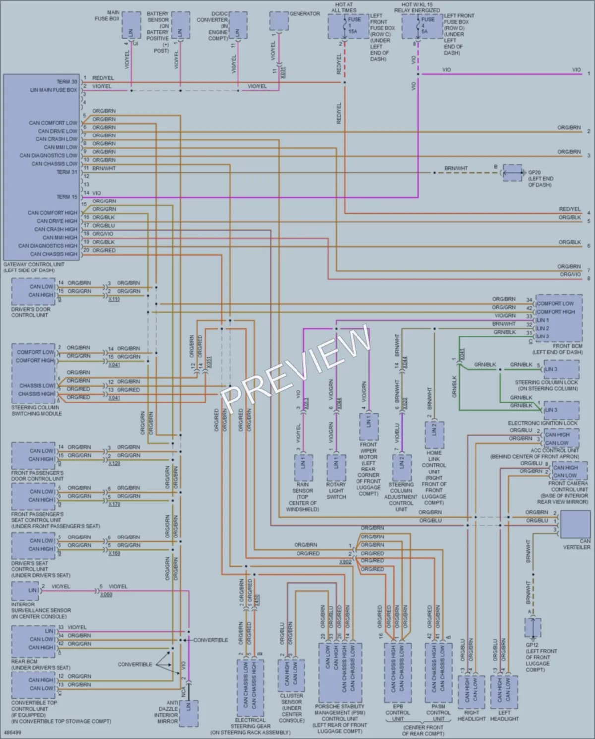 2015 Porsche Boxster Computer Data Lines wiring diagram preview