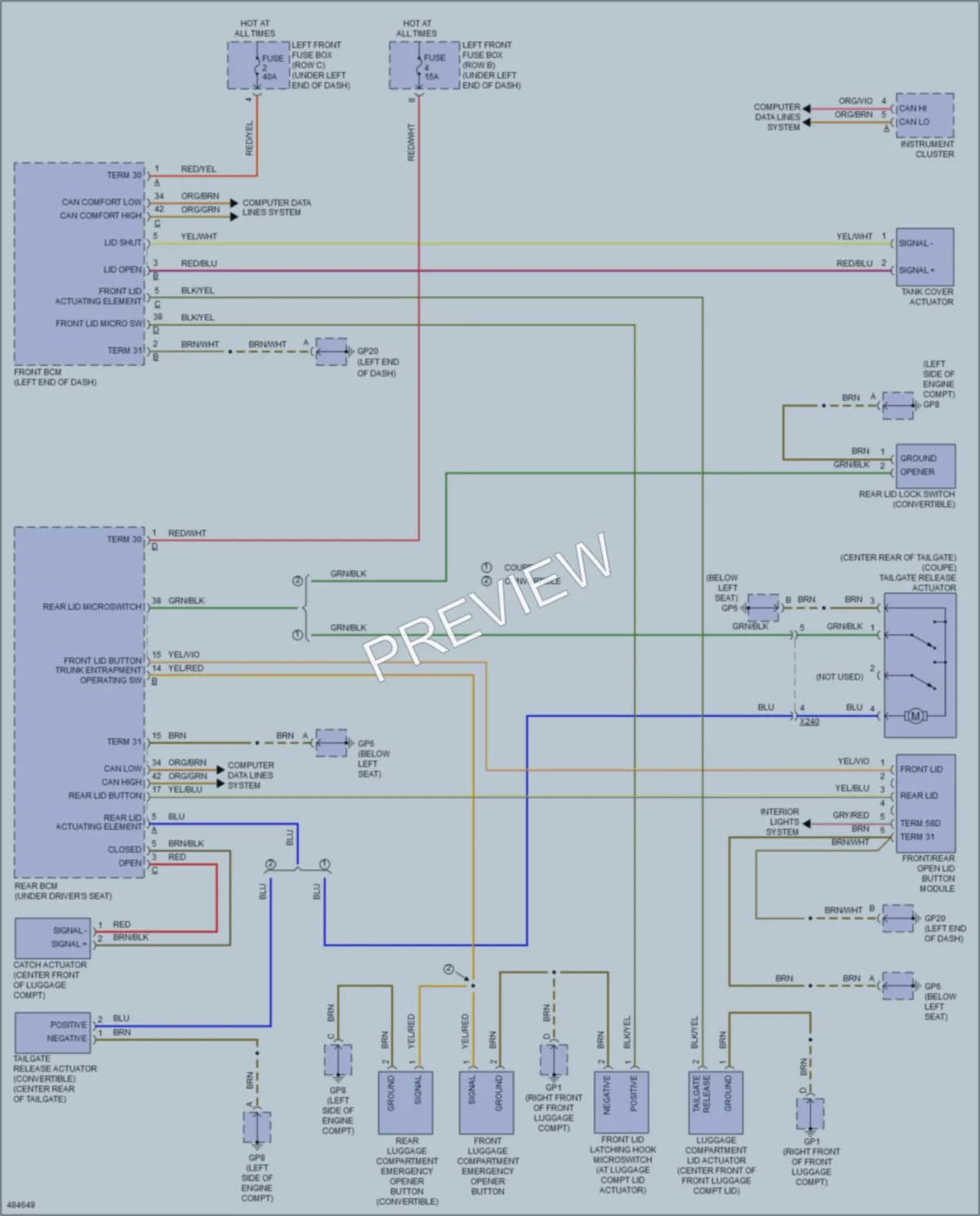 2015 Porsche Boxster Trunk Tailgate Fuel Door wiring diagram preview