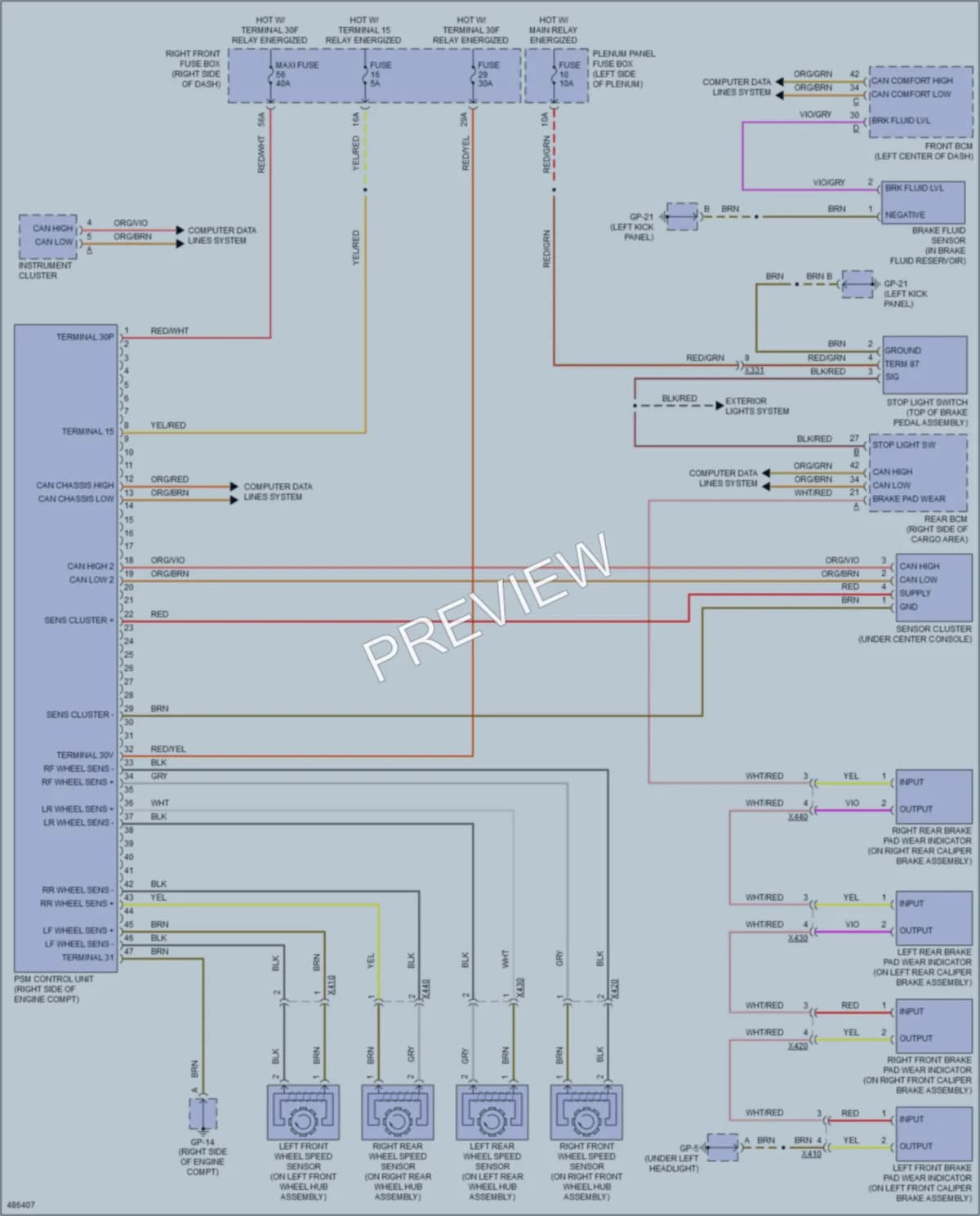 2015 Porsche CayenneHybrid Anti Lock Brakes wiring diagram preview