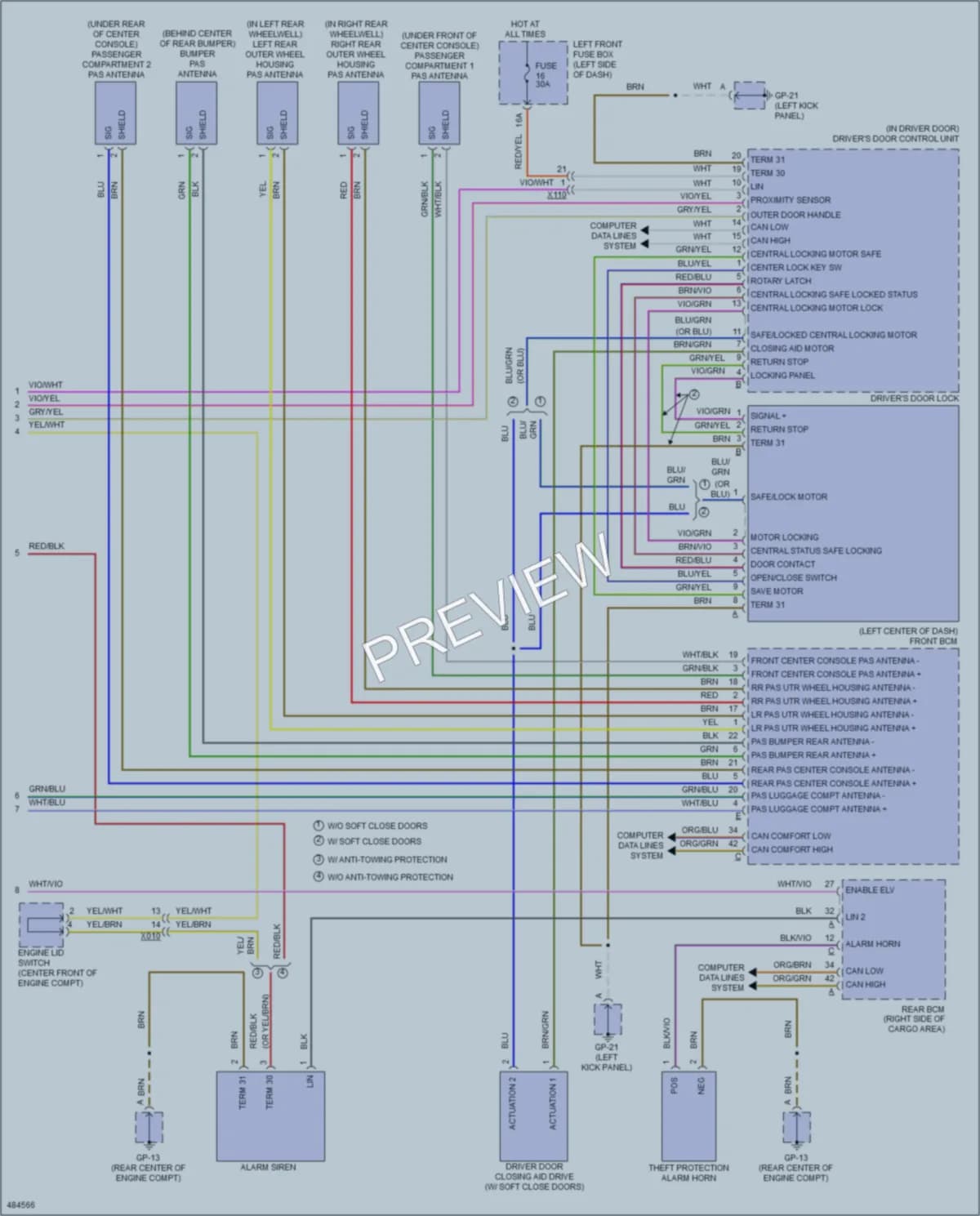 2015 Porsche CayenneHybrid Anti Theft wiring diagram preview
