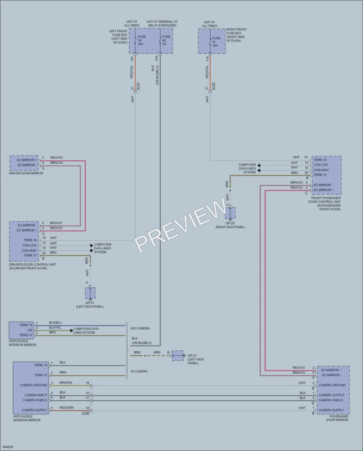 2015 Porsche CayenneHybrid Power Mirrors wiring diagram preview