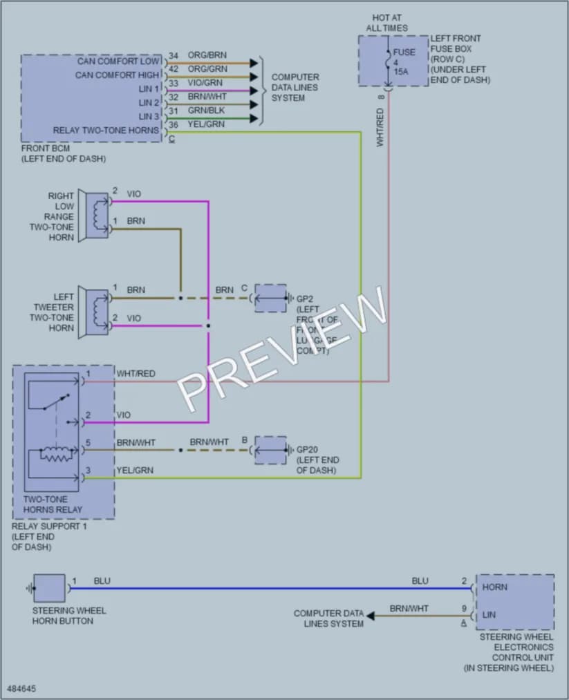 2015 Porsche Cayman Horn wiring diagram preview