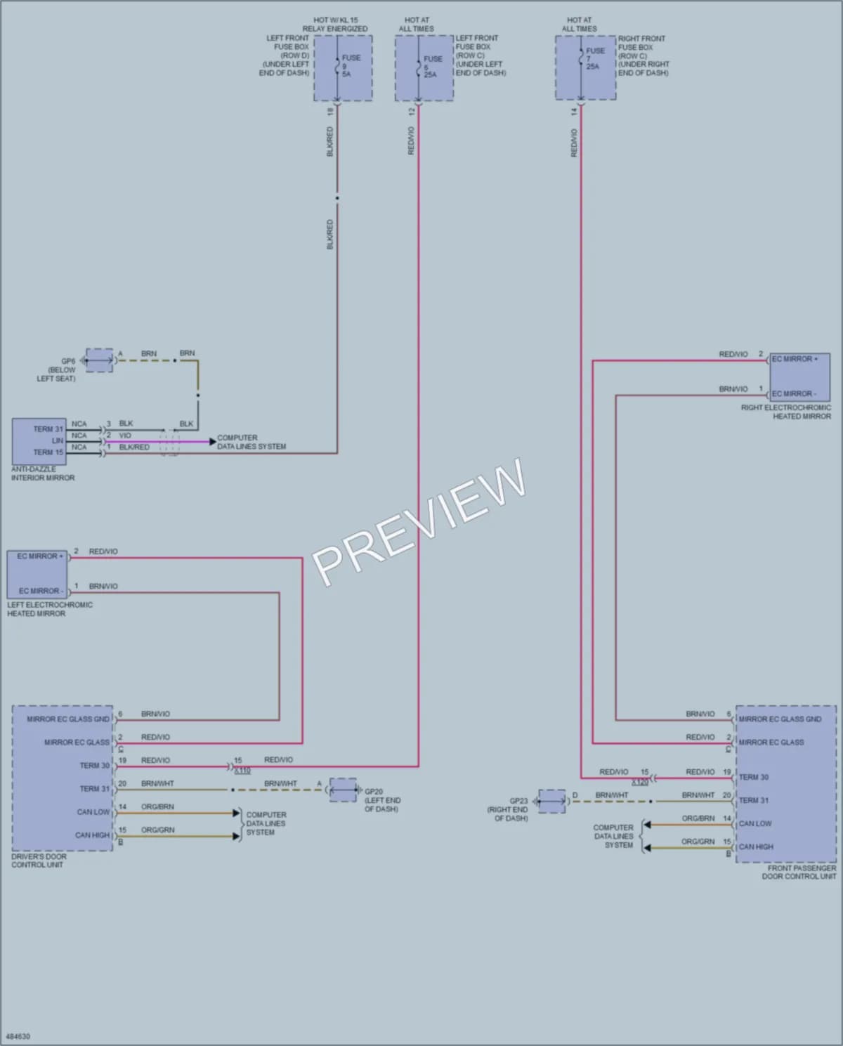 2015 Porsche Cayman Power Mirrors wiring diagram preview