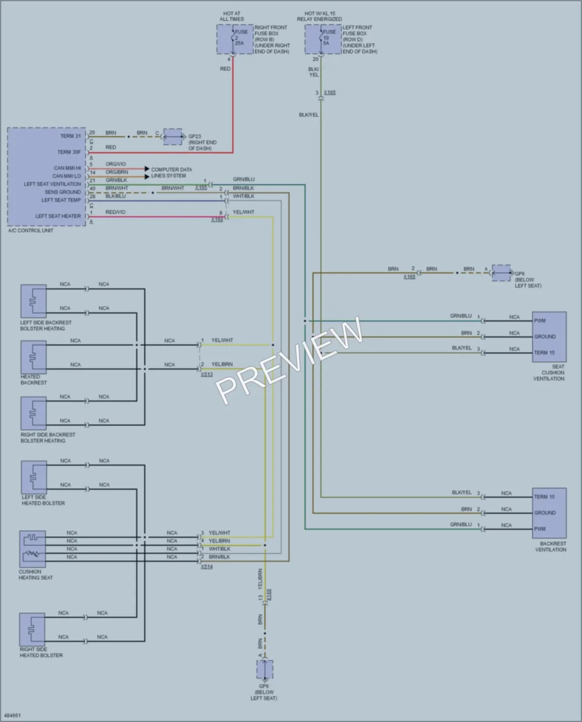 2015 Porsche Cayman Power Seats wiring diagram preview