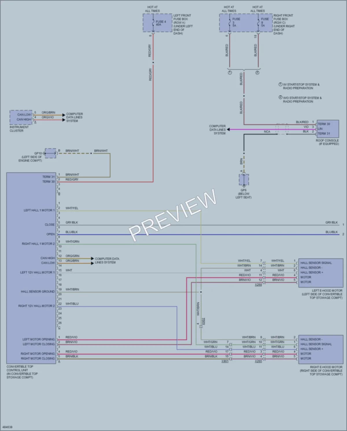 2015 Porsche Cayman Power Top Sunroof wiring diagram preview