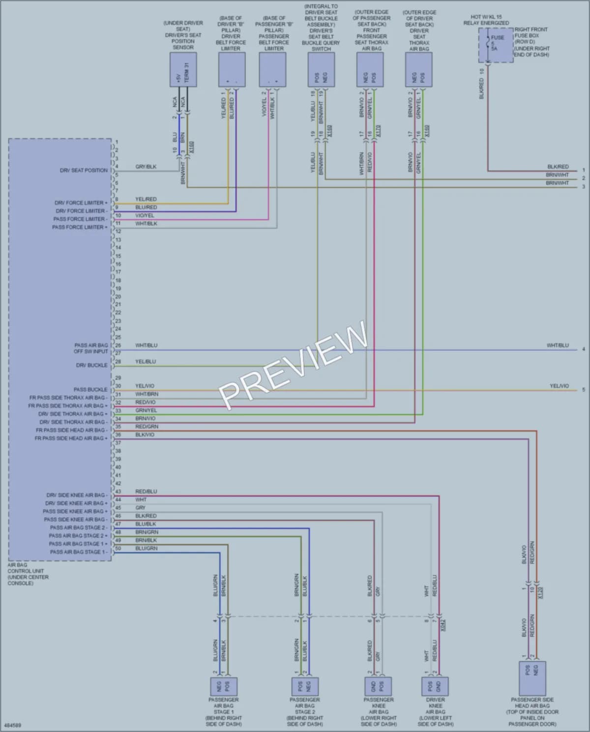 2015 Porsche Cayman Supplemental Restraints wiring diagram preview