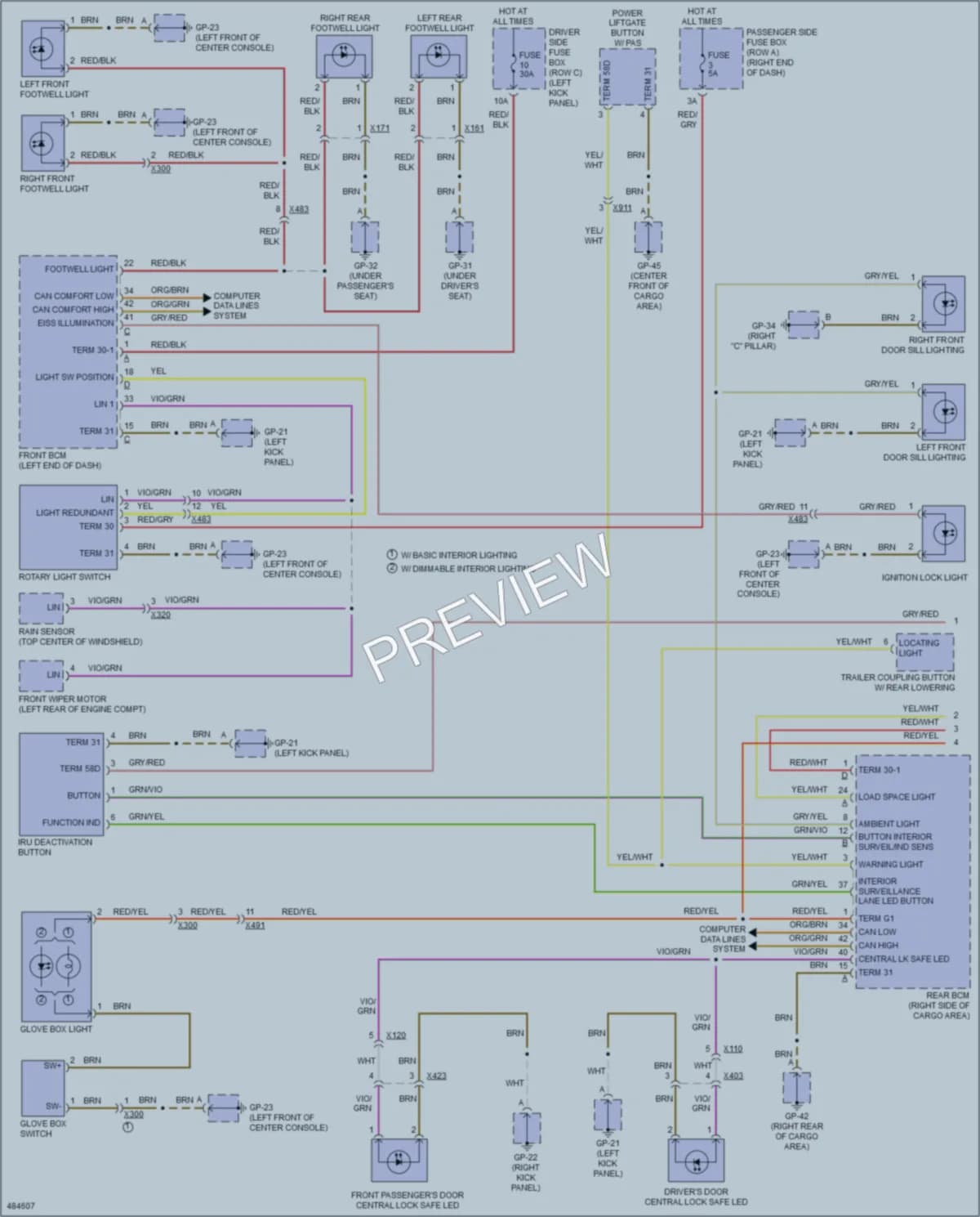 2015 Porsche Macan Interior Lights wiring diagram preview