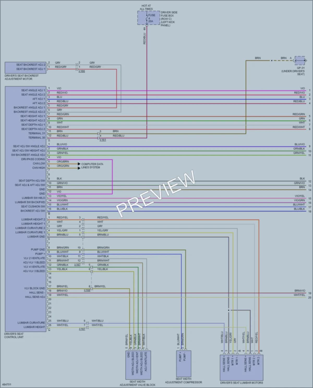 2015 Porsche Macan Memory Systems wiring diagram preview