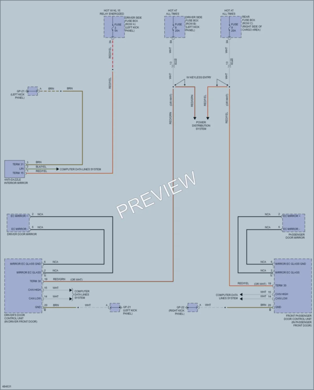 2015 Porsche Macan Power Mirrors wiring diagram preview