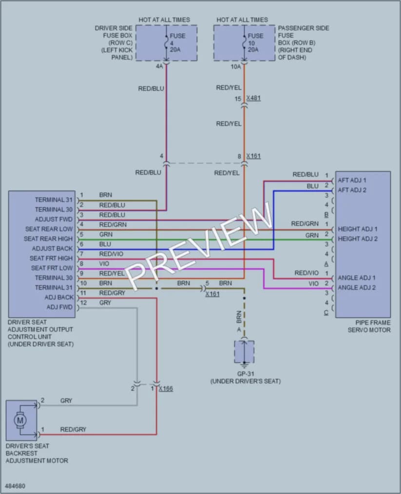 2015 Porsche Macan Power Seats wiring diagram preview