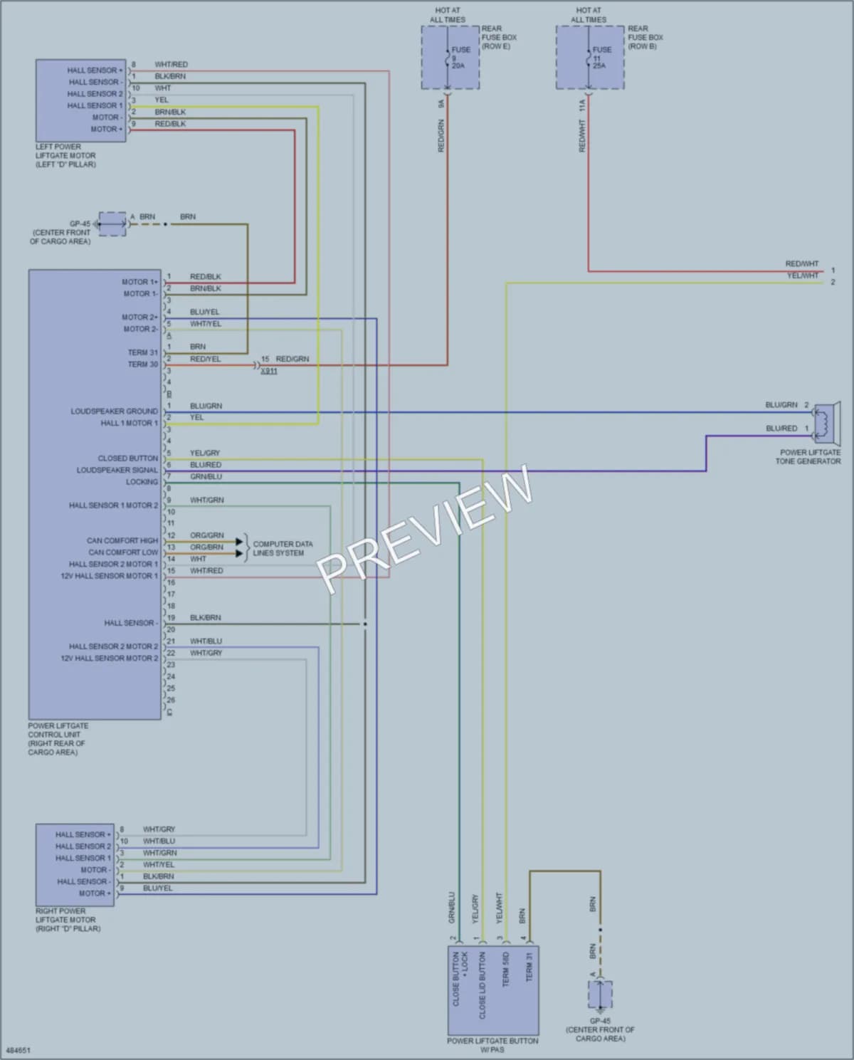 2015 Porsche Macan Trunk Tailgate Fuel Door wiring diagram preview