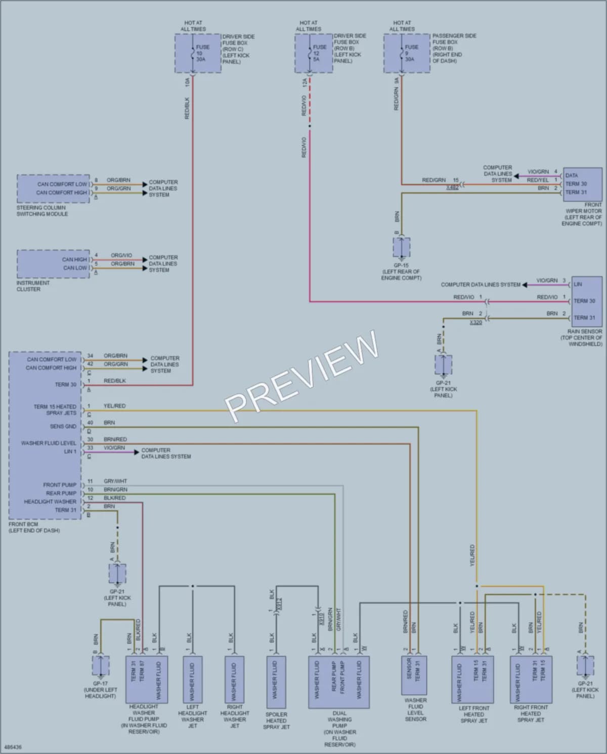 2015 Porsche Macan Wiper Washer wiring diagram preview