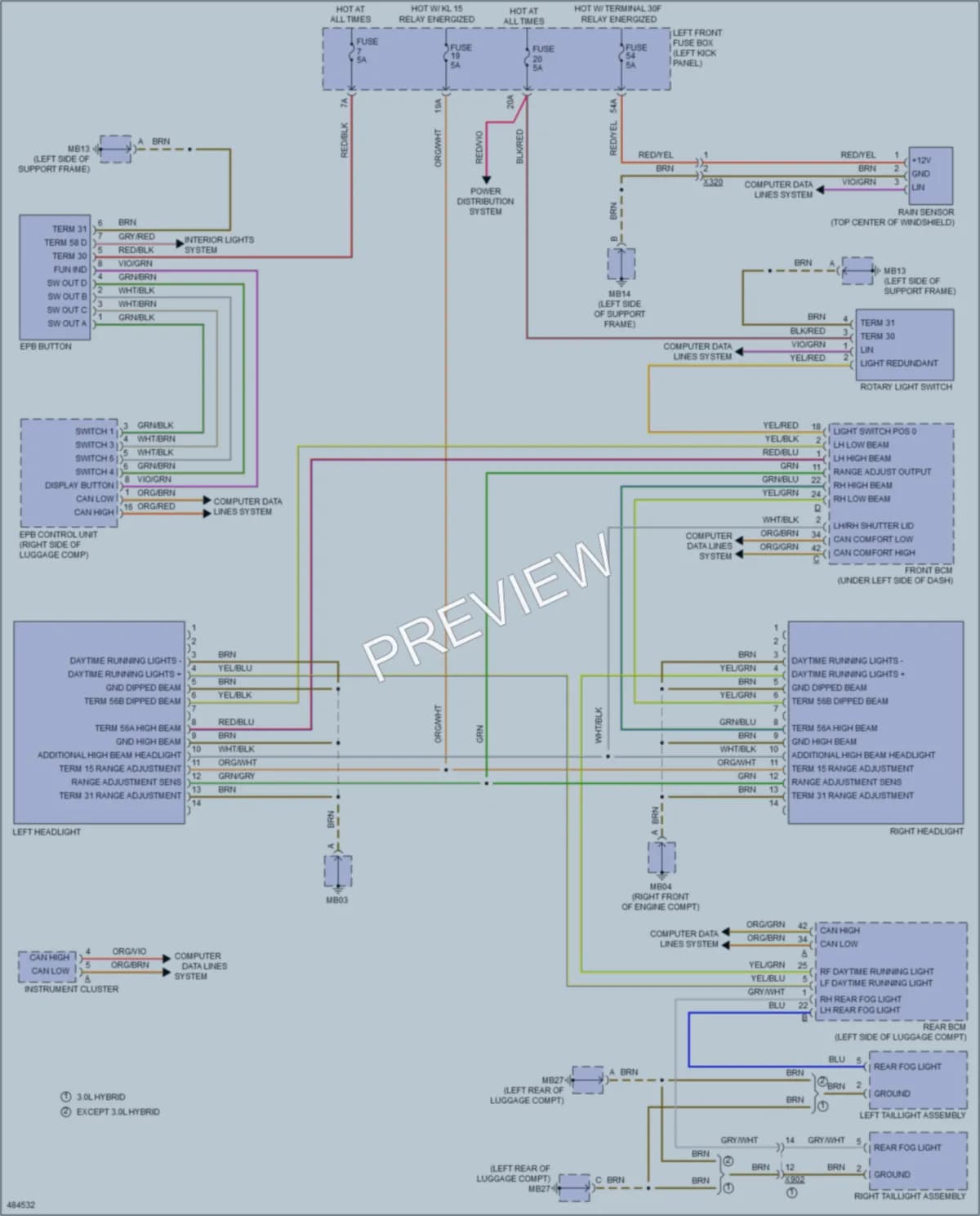 2015 Porsche Panamera Headlights wiring diagram preview