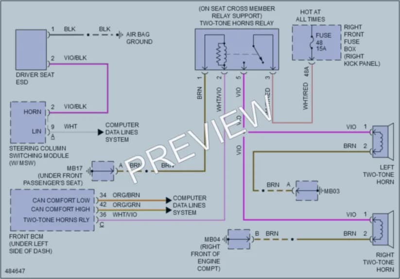 2015 Porsche Panamera Horn wiring diagram preview