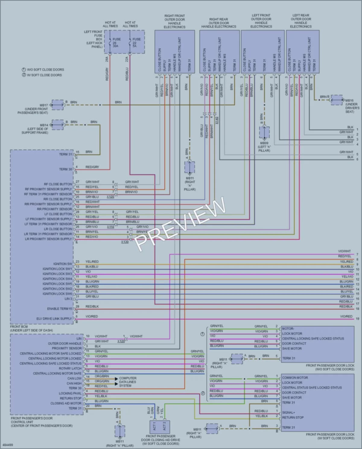 2015 Porsche Panamera Power Door Locks wiring diagram preview