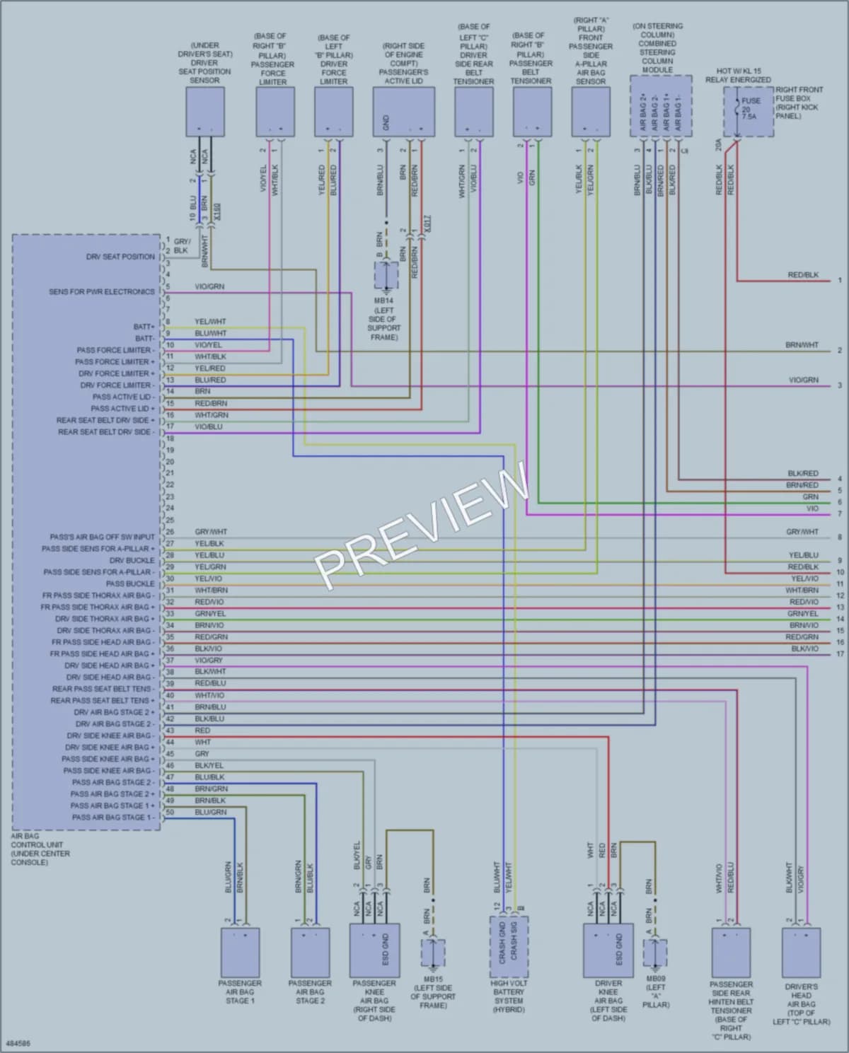 2015 Porsche Panamera Supplemental Restraints wiring diagram preview