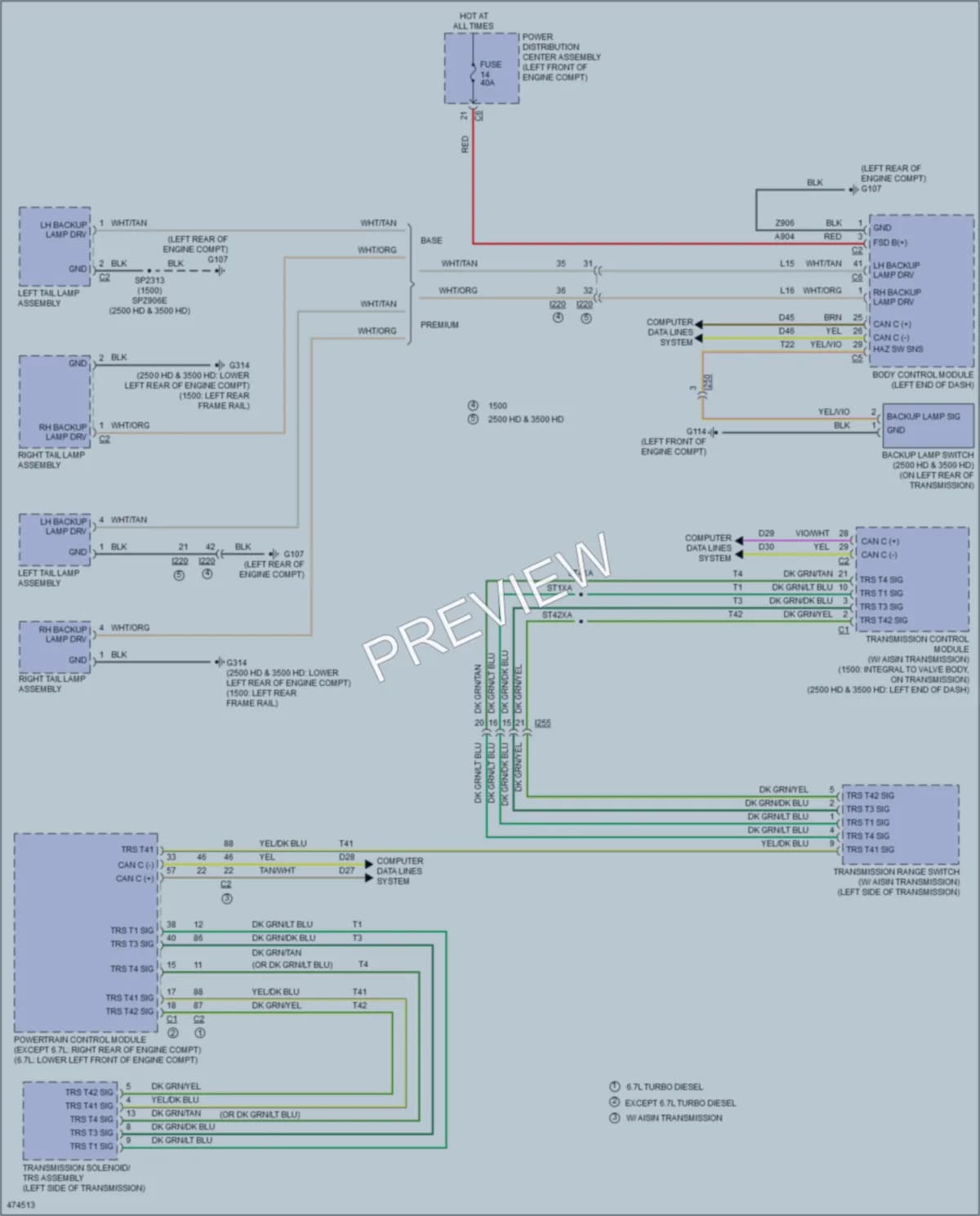 2015 Ram 1500Pickup Exterior Lights wiring diagram preview